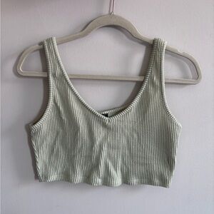 Light Green Ribbed Crop Top